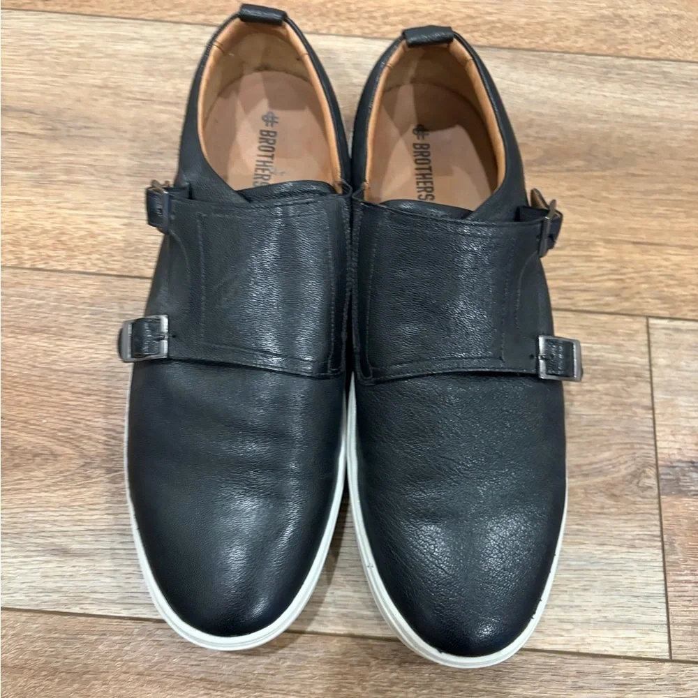 Brothers United Men's Leather Luxury Double Monk Slip-On Sneaker